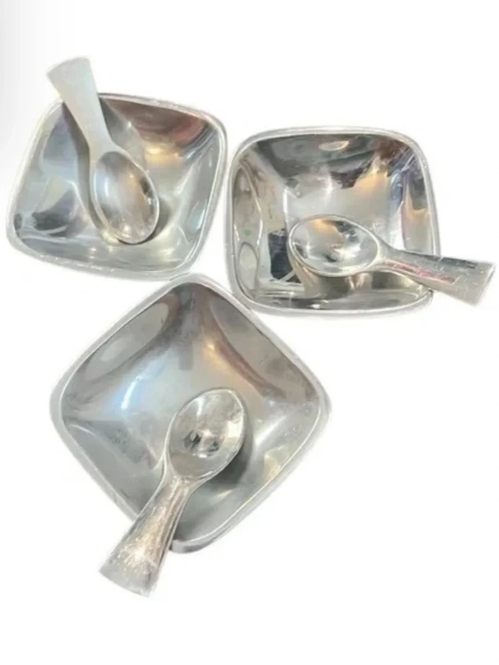 POTTERY BARN Barona Silver 7 Piece Aluminum Silver Condiment Service Set Platter